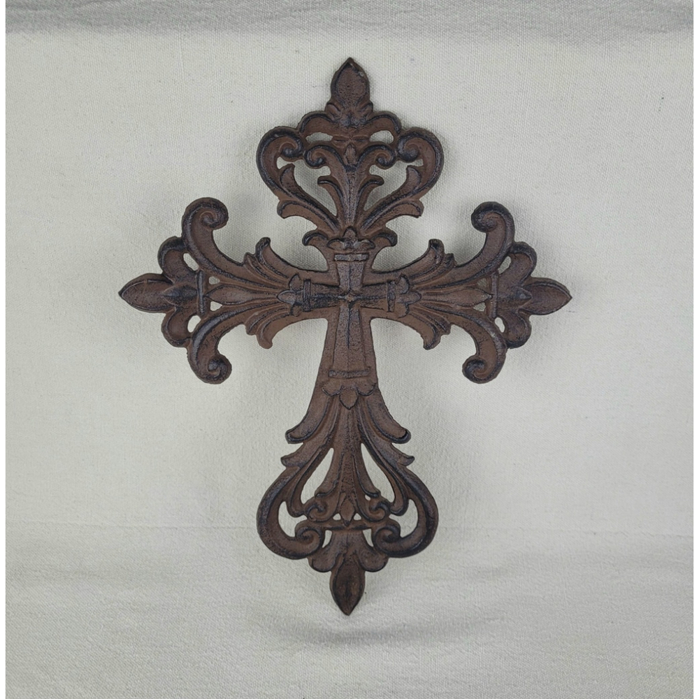 Brown Cast Iron Ornamental Wall Cross